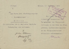 Postamt in Elbing - Herr Oberbürgermeister Grundstücksamt in Elbing (11.09.1934 r.)