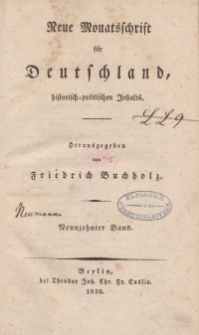 Neue Monatsschrift für Deutschland, Historisch-Politischen Inhalts, 1826, Bd. 19.