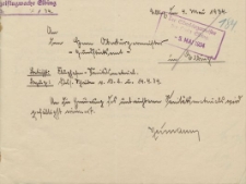 Polizeiflugwache Elbing - Oberbürgermeister Elbing - korespondencja (04.05.1934 r.)