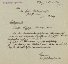 Polizeiflugwache Elbing - Oberbürgermeister Elbing - korespondencja (25.06.1934 r.)
