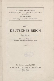 Minerva-Handbücher. 1. Abteilung, Die Bibliotheken. Deutsches Reich, 1927-1929, Bd. 1.