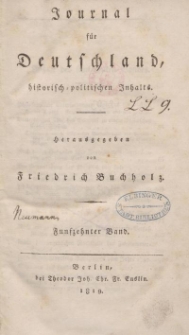 Journal für Deutschland, historisch, politischen Inhalts, 1819, Bd. 15.
