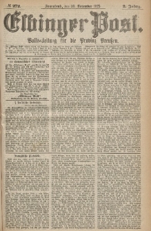 Elbinger Post, Nr.272 Sonnabend 20 Nowember 1875, 2 Jh