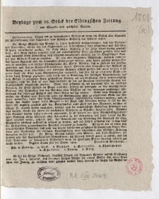 Beylage zum 22. Stück der Elbingschen Zeitung von Staats - und gelehrten Sachen