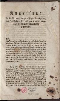 Anweisung für die Gerichte wegen richtiger Beurteilung und Entscheidung der aus dem gehemmt gewesenen Postenlaufe entstandenen Differenzien, vom 15. Juni 1795.