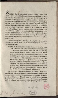 Se. Königl. Majestät haben mittelst Kabinets=Ordre vom 10ten d. M. verordnet [...]