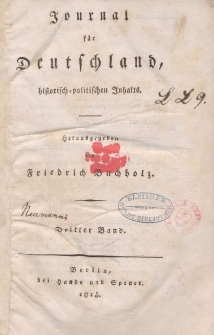 Journal für Deutschland, historisch, politischen Inhalts, 1815, Bd. 3.
