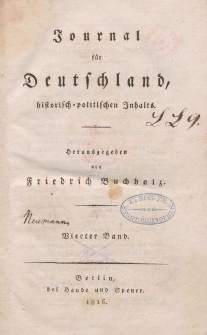 Journal für Deutschland, historisch, politischen Inhalts, 1816, Bd. 4.