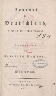 Journal für Deutschland, historisch, politischen Inhalts, 1817, Bd. 9.