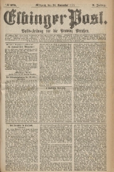 Elbinger Post, Nr.275 Mittwoch 24 Nowember 1875, 2 Jh