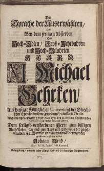 Die Sprache der Auserwählten [...] Herrn Michel Gehrken [...]