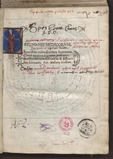 Epiphanie Medicorum. Speculum uidendi urinas hominum. Clausis aperiendi portas pulsuum