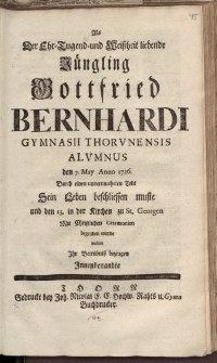 Als der Ehr-Jugend und Weissheit liebende Jüngling Gottfried Bernhardi [...]