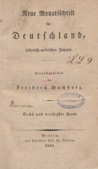Neue Monatsschrift für Deutschland, Historisch-Politischen Inhalts, 1831, Bd. 36.
