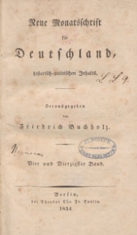 Neue Monatsschrift für Deutschland, Historisch-Politischen Inhalts, 1833, Bd. 44.