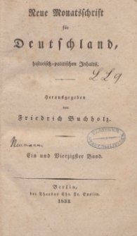Neue Monatsschrift für Deutschland, Historisch-Politischen Inhalts, 1833, Bd. 41.