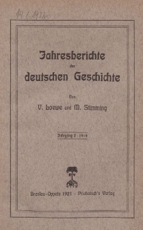 Jahresberichte der Deutschen Geschichte, Jahrgang 2 :1919