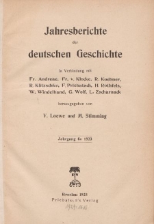 Jahresberichte der Deutschen Geschichte, Jahrgang 6 :1923
