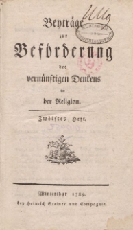 Beyträge zur Beförderung des vernünftigen Denkens in der Religion, Zwölftes Heft