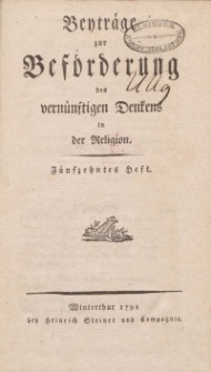 Beyträge zur Beförderung des vernünftigen Denkens in der Religion, Fünfzehntes Heft