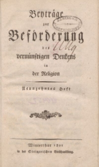 Beyträge zur Beförderung des vernünftigen Denkens in der Religion, Neunzehntes Heft
