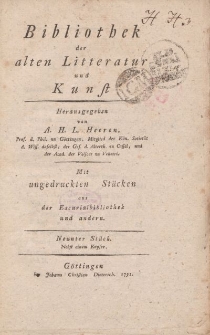 Bibliothek der alten Literatur und Kunst mit ungedruckten Stücken aus der Escurialbibliothek und anderen, Zehntes Stück