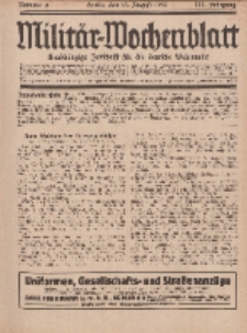 Militär-Wochenblatt : unabhängige Zeitschrift für die deutsche Wehrmacht, 111. Jahrgang, 25. August 1926, Nr 8.