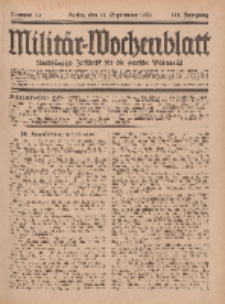 Militär-Wochenblatt : unabhängige Zeitschrift für die deutsche Wehrmacht, 111. Jahrgang, 11. September 1926, Nr 10.