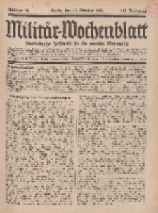 Militär-Wochenblatt : unabhängige Zeitschrift für die deutsche Wehrmacht, 111. Jahrgang, 11 Oktober 1926, Nr 14.