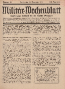Militär-Wochenblatt : unabhängige Zeitschrift für die deutsche Wehrmacht, 111. Jahrgang, 18. November 1926, Nr 19.
