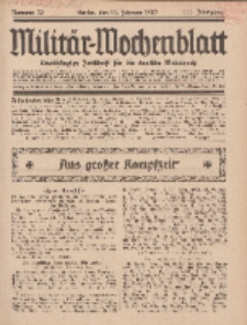 Militär-Wochenblatt : unabhängige Zeitschrift für die deutsche Wehrmacht, 111. Jahrgang, 11. Februar 1927, Nr 30.
