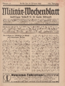 Militär-Wochenblatt : unabhängige Zeitschrift für die deutsche Wehrmacht, 111. Jahrgang, 18. Februar 1927, Nr 31.