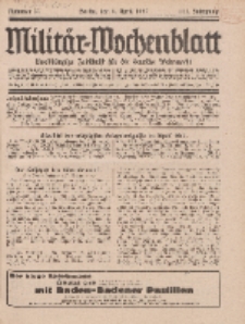 Militär-Wochenblatt : unabhängige Zeitschrift für die deutsche Wehrmacht, 111. Jahrgang, 4. April 1927, Nr 37.