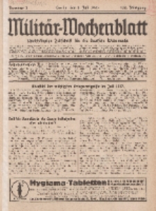 Militär-Wochenblatt : unabhängige Zeitschrift für die deutsche Wehrmacht, 112. Jahrgang, 4. Juli 1927, Nr 1.