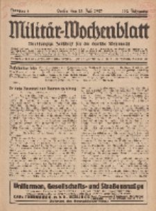 Militär-Wochenblatt : unabhängige Zeitschrift für die deutsche Wehrmacht, 112. Jahrgang, 25. Juli 1927, Nr 4.