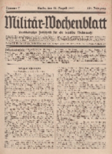 Militär-Wochenblatt : unabhängige Zeitschrift für die deutsche Wehrmacht, 112. Jahrgang, 18. August 1927, Nr 7.