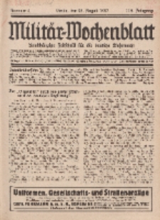 Militär-Wochenblatt : unabhängige Zeitschrift für die deutsche Wehrmacht, 112. Jahrgang, 25. August 1927, Nr 8.