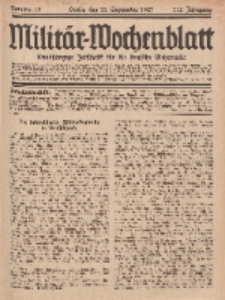 Militär-Wochenblatt : unabhängige Zeitschrift für die deutsche Wehrmacht, 112. Jahrgang, 11. September 1927, Nr 10.