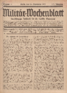 Militär-Wochenblatt : unabhängige Zeitschrift für die deutsche Wehrmacht, 112. Jahrgang, 18. September 1927, Nr 11.