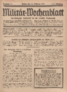 Militär-Wochenblatt : unabhängige Zeitschrift für die deutsche Wehrmacht, 112. Jahrgang, 11. Oktober 1927, Nr 14.