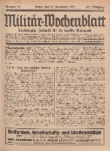 Militär-Wochenblatt : unabhängige Zeitschrift für die deutsche Wehrmacht, 112. Jahrgang, 25. November 1927, Nr 20.