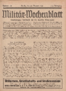 Militär-Wochenblatt : unabhängige Zeitschrift für die deutsche Wehrmacht, 112. Jahrgang, 25. Januar 1928, Nr 28.