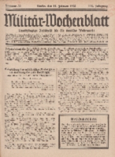 Militär-Wochenblatt : unabhängige Zeitschrift für die deutsche Wehrmacht, 112. Jahrgang, 11. Februar 1928, Nr 30.