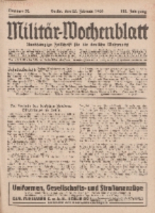 Militär-Wochenblatt : unabhängige Zeitschrift für die deutsche Wehrmacht, 112. Jahrgang, 25. Februar 1928, Nr 32.