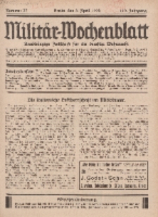 Militär-Wochenblatt : unabhängige Zeitschrift für die deutsche Wehrmacht, 112. Jahrgang, 4. April 1928, Nr 37.