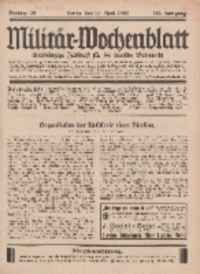 Militär-Wochenblatt : unabhängige Zeitschrift für die deutsche Wehrmacht, 112. Jahrgang, 18. April 1928, Nr 39.