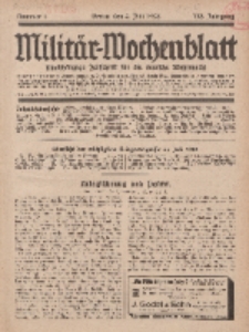 Militär-Wochenblatt : unabhängige Zeitschrift für die deutsche Wehrmacht, 113. Jahrgang, 4. Juli 1928, Nr 1.