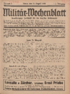 Militär-Wochenblatt : unabhängige Zeitschrift für die deutsche Wehrmacht, 113. Jahrgang, 11. August 1928, Nr 6.