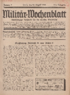 Militär-Wochenblatt : unabhängige Zeitschrift für die deutsche Wehrmacht, 113. Jahrgang, 18. August 1928, Nr 7.