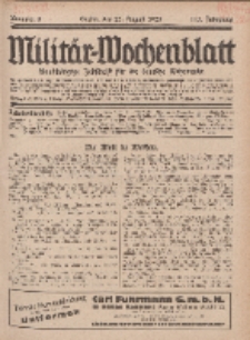 Militär-Wochenblatt : unabhängige Zeitschrift für die deutsche Wehrmacht, 113. Jahrgang, 25. August 1928, Nr 8.